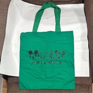 “FRIENDS” Mickey, Donald, Goofy and Minnie Green Tote Bag NWOT.